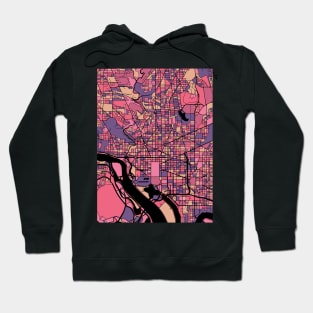 Washington Map Pattern in Purple & Pink Hoodie